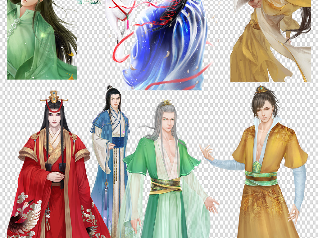 插画古风男子古装帅哥剑侠政客png免扣素材