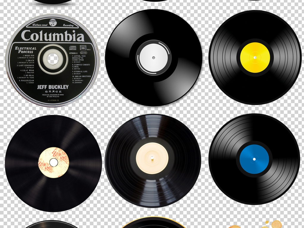 50款黑胶唱片PNG透明背景免扣素材