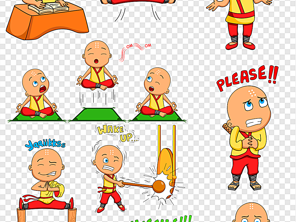 卡通小和尚手绘卡通小和尚