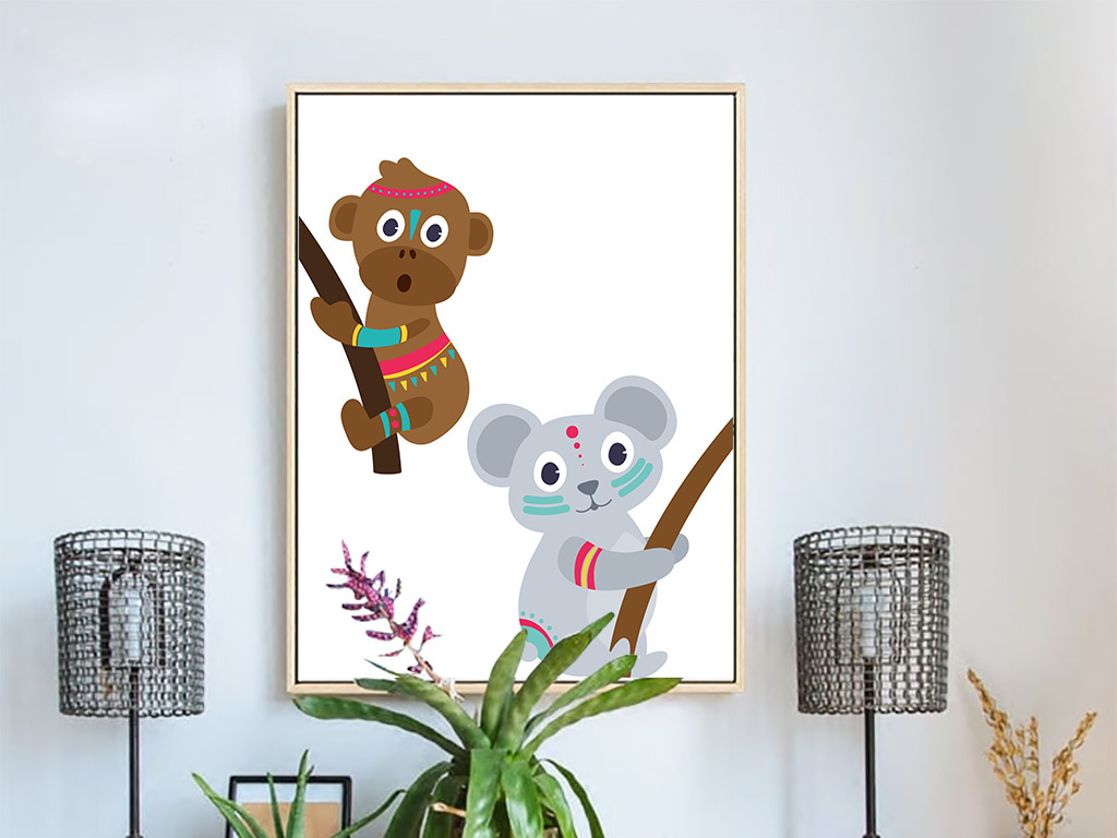 背景墙|装饰画 无框画 动物图案无框画 > 北欧简约手绘动物卡通装饰画