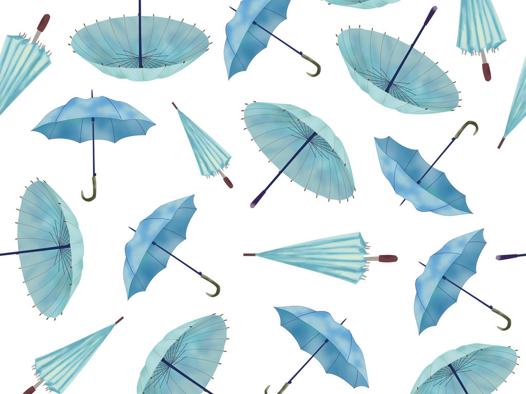 卡通雨伞图案数码印花服装面料花型设计