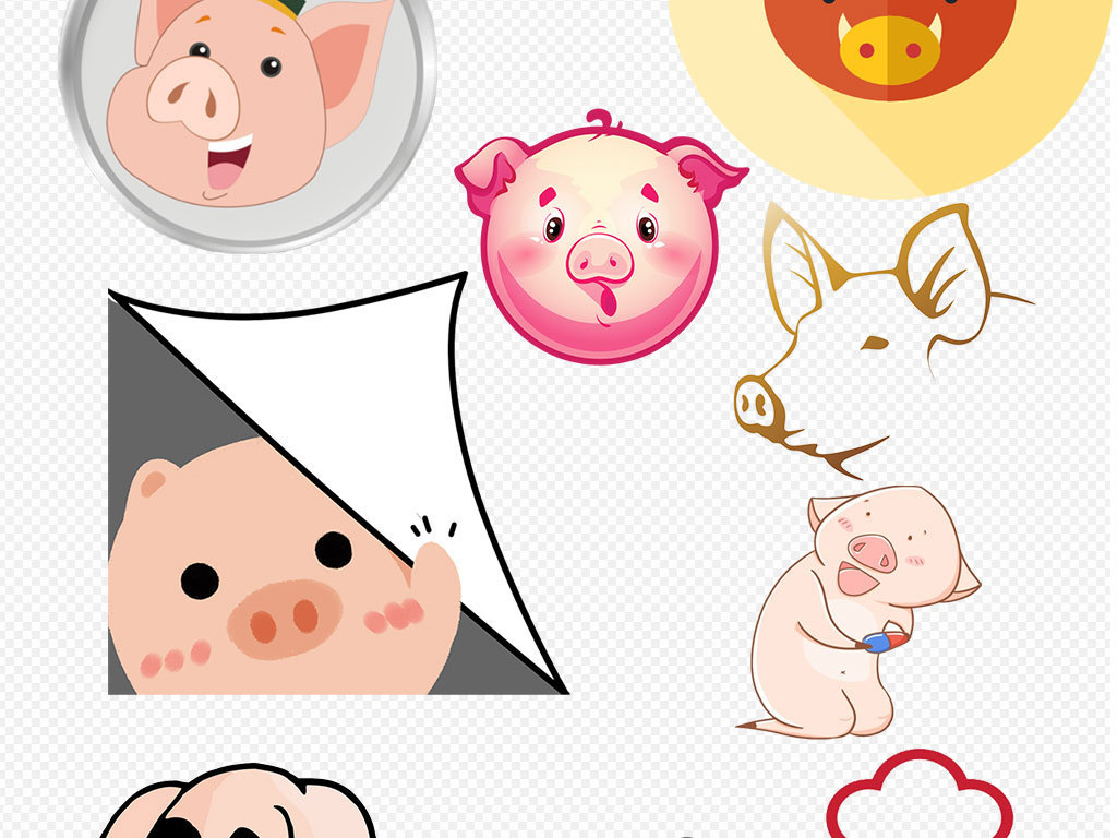非常可爱卡通萌萌哒小猪猪设计素材