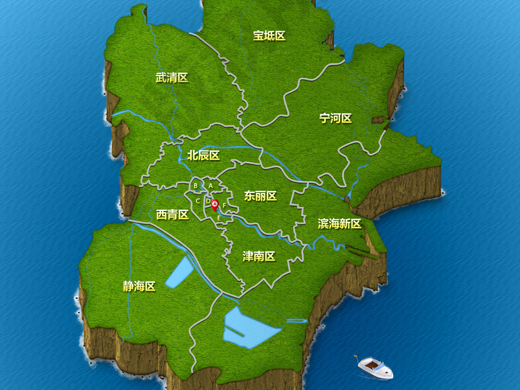绿色环保天津市地图psd源文件图片