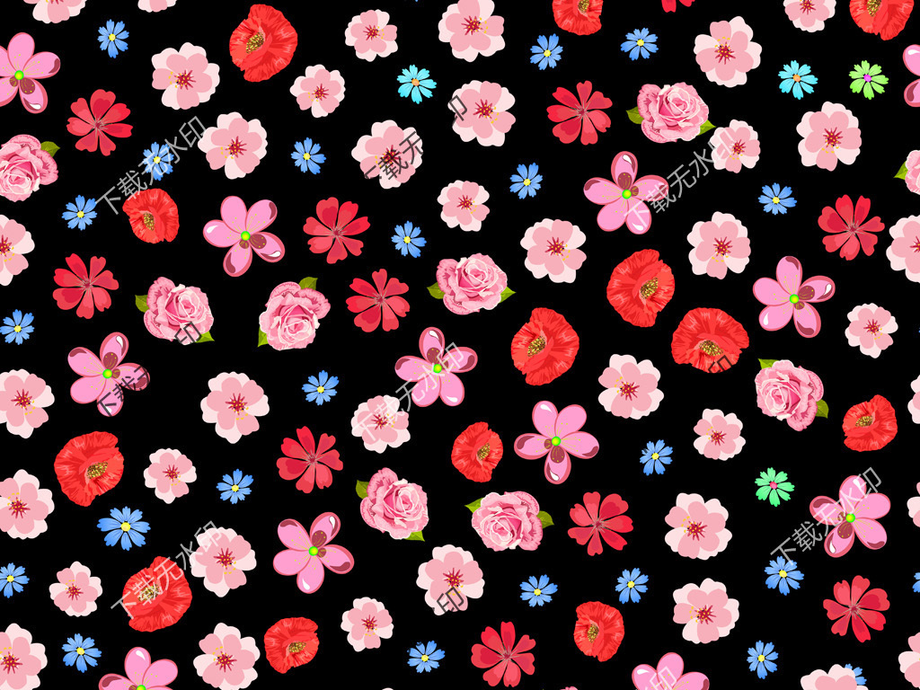 手绘小碎花图案数码印花服装面料花型设计