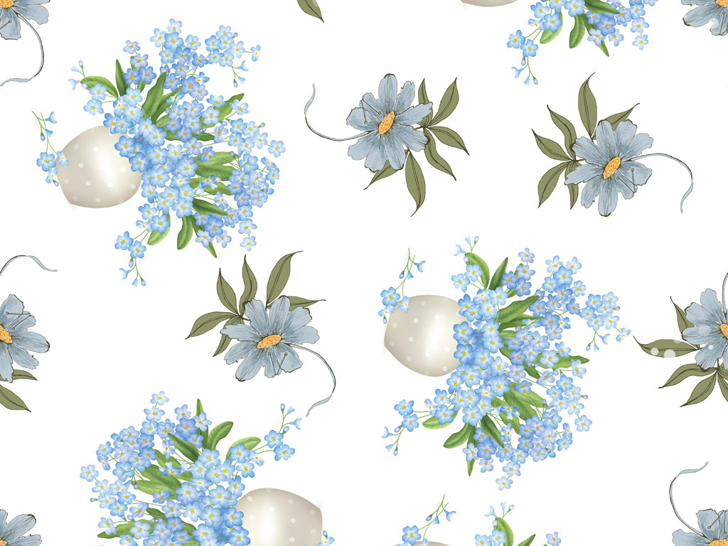 手绘花卉花型图案数码印花服装面料花型设计