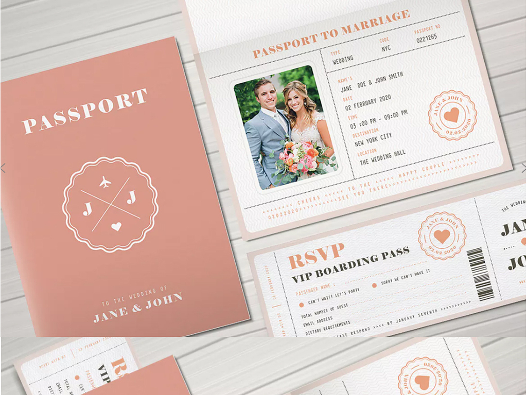 护照结婚请柬设计背景邀请函背景婚礼背景