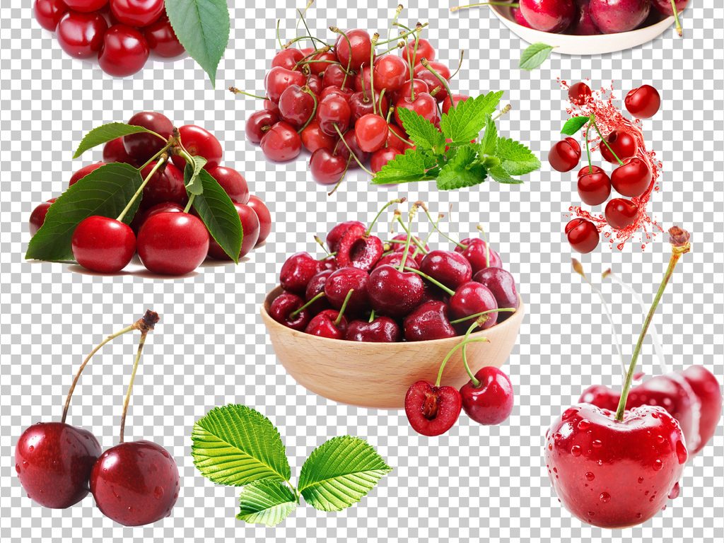 卡通樱桃车厘子水果设计png素材