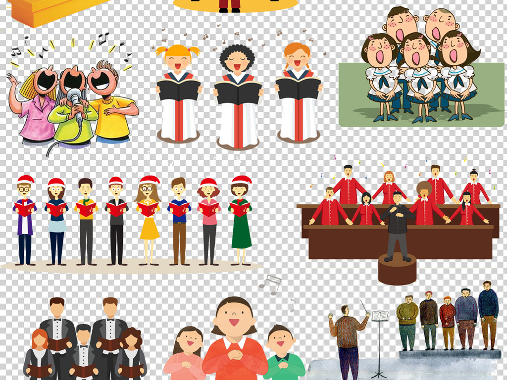 42款儿童合唱人物PNG透明背景免扣素材