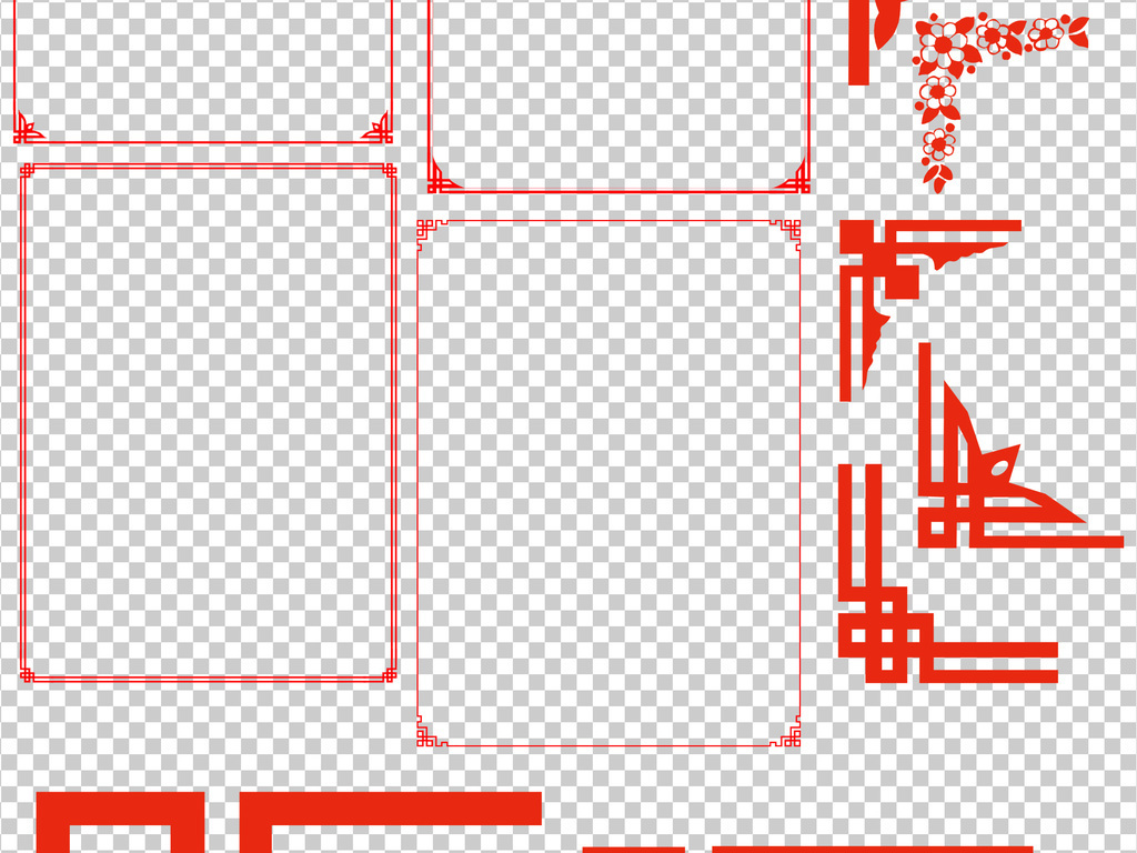 中式古典花纹边框中国风边框png素材