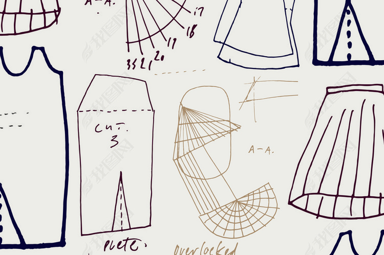 手绘几何无规则图案高等数学微积分印花
