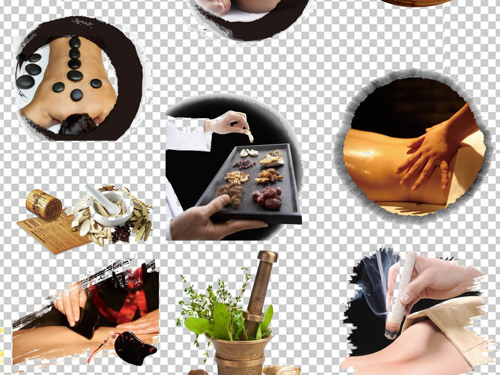 古代中药中医养生刮痧推拿素材