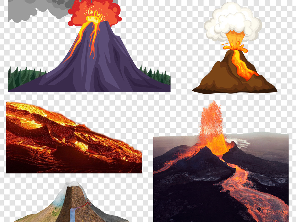 火山爆发喷发png素材