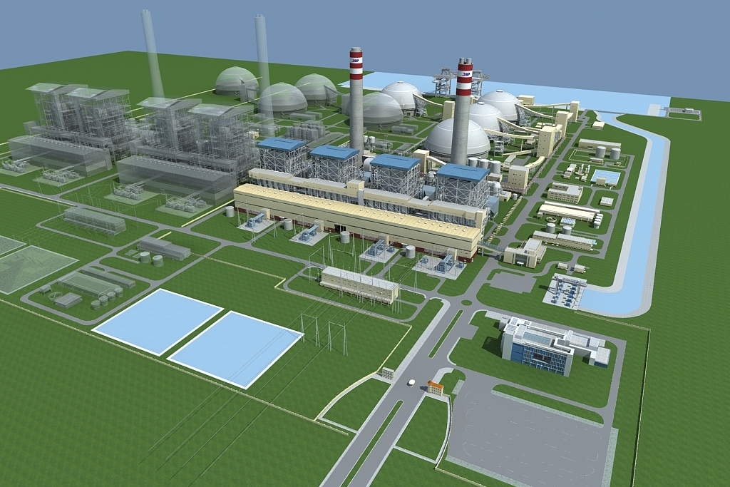3d大型化工厂核电站发电站完整模型