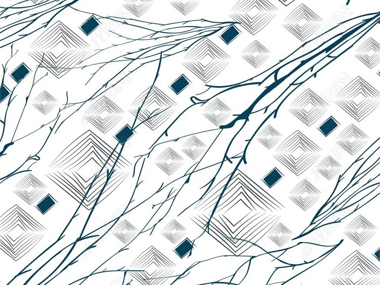 植物花卉根茎藤蔓印花几何抽象图案印花ai