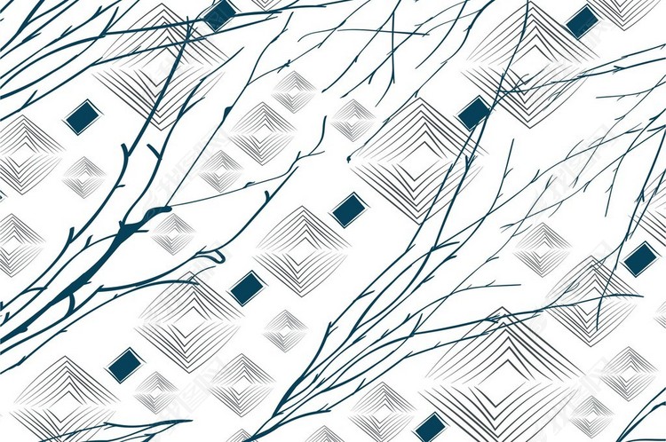 植物花卉根茎藤蔓印花几何抽象图案印花ai