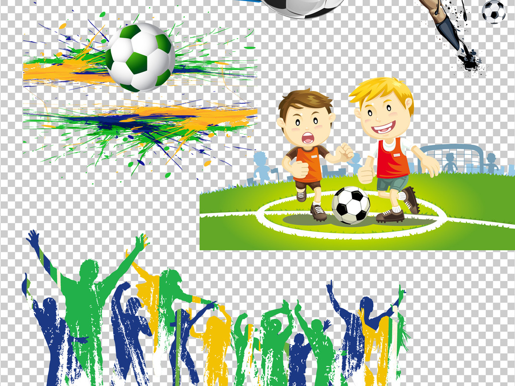 足球创意卡通足球运动透明背景免扣素材