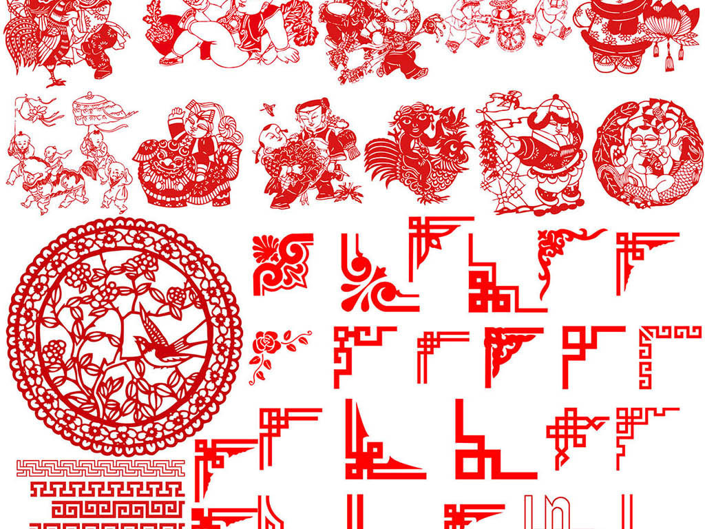 中国风人物剪纸图片素材_psd模板下载(18.93MB)_元旦丨春节丨元宵大全_节日