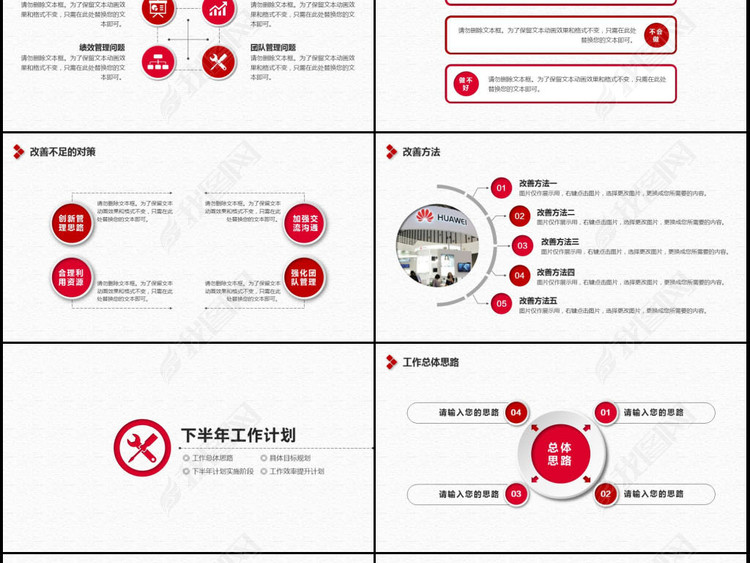 华为科技公司年中总结工作汇报PPT模板