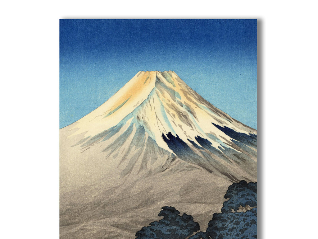 浮仕绘古典富士山三联风景画
