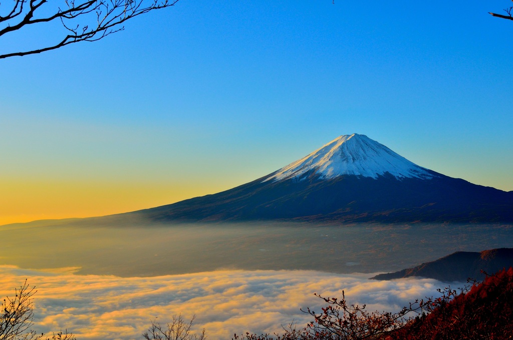 富士山风景摄影日本旅游广告素材图片
