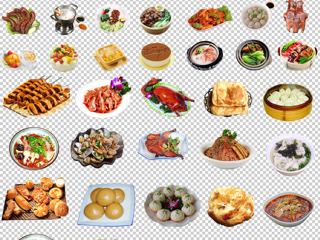 0031各种美食甜点海鲜烧烤餐点免抠大全