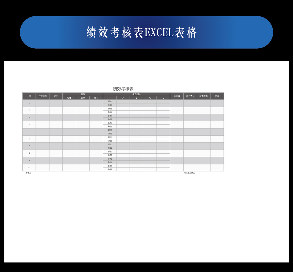 人力资源绩效考核表excel表格