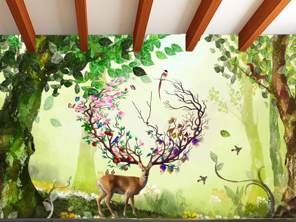 【本作品下载内容为:"简约梦幻森林麋鹿电视背景墙装饰画"模板,其他内容仅为参考,如需印刷成实物请先认真校稿,避免造成不必要的经济损失。】 【声明】未经权利人许可,任何人不得随意使用本网站的原创作品(含预览图),否则将按照我国著作权法的相关规定被要求承担最高达50万元人民币的赔偿责任。