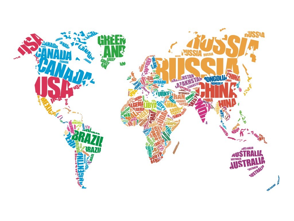 世界地图彩色字母组合矢量图