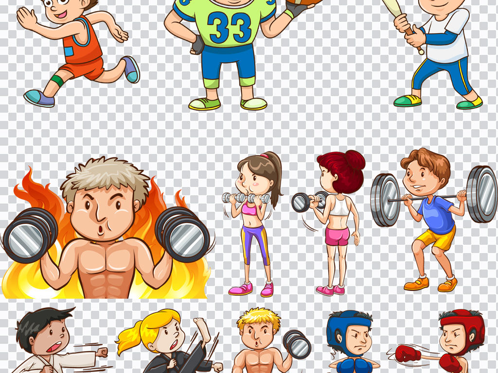 EPS+PNG扁平化卡通运动员,足球小子等设计素