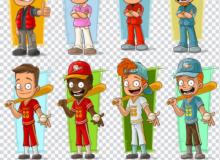EPS+PNG扁平化卡通运动员,足球小子等设计素