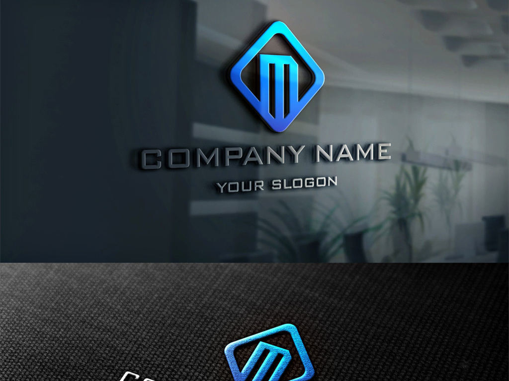 m字母蓝色简约创意logo设计标志设计