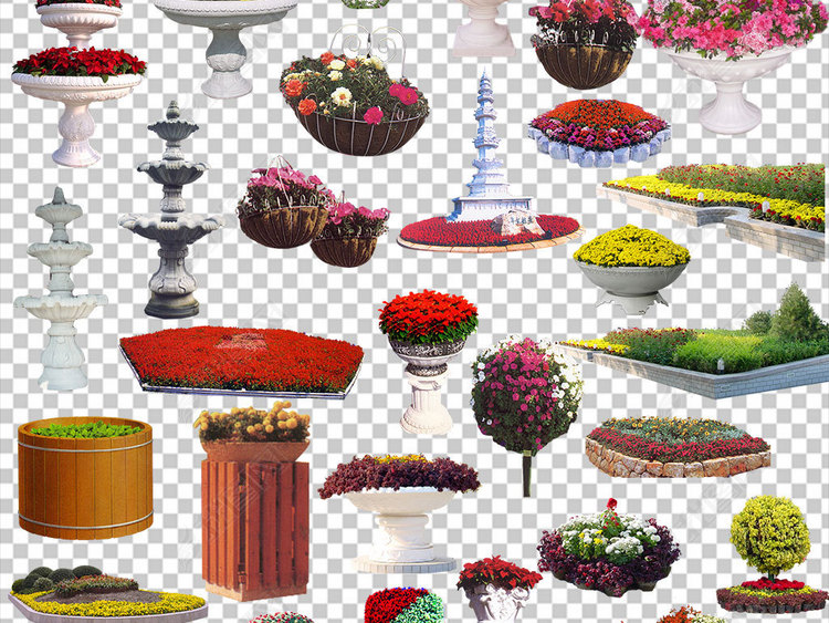 百款花坛花盆园林景观素材