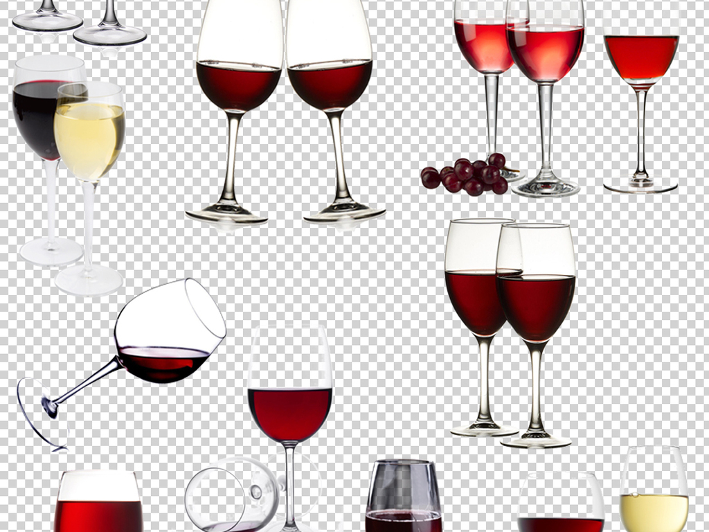 60款葡萄红酒酒杯PNG透明背景免抠素材