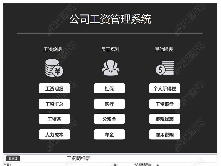 公司员工福利工资管理系统Excel