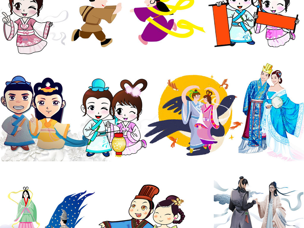 传统中国七夕牛郎织女中秋嫦娥奔月玉兔月饼素