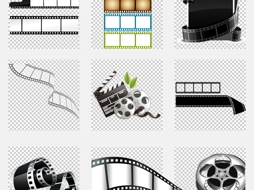 卡通电影胶片古老胶带胶卷免抠图片海报素材