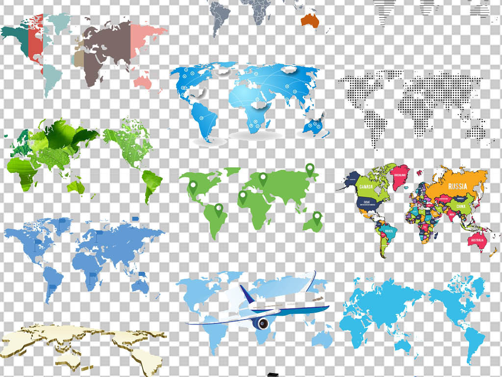 大气通用创意世界地图海报透明png图片图片