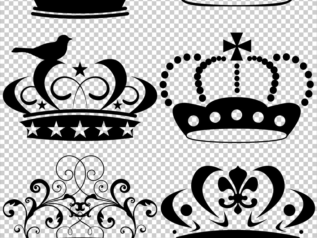 黑色皇冠王冠卡通皇冠手绘皇冠素材