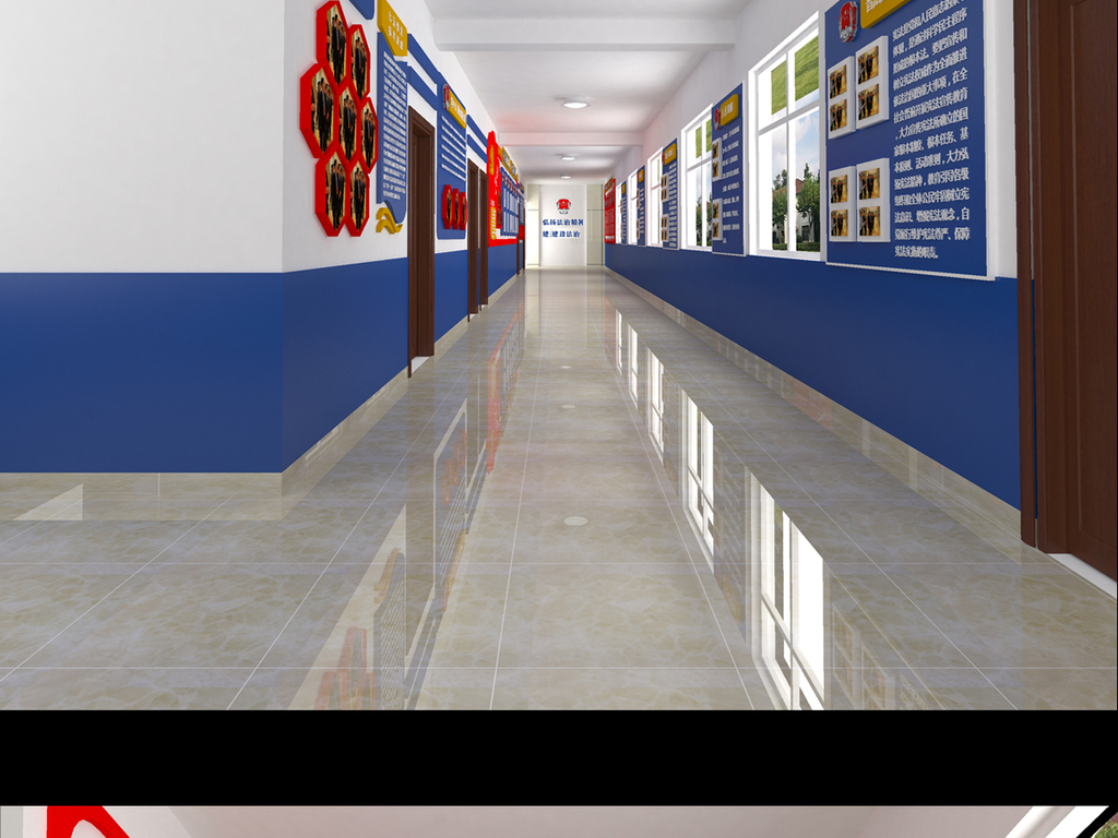 整套党建走廊文化墙雕刻图案模型下载