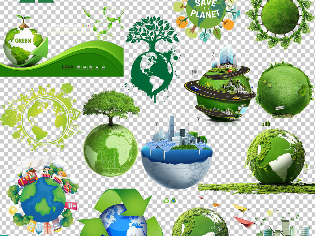 绿色环保地球png透明背景免扣素材