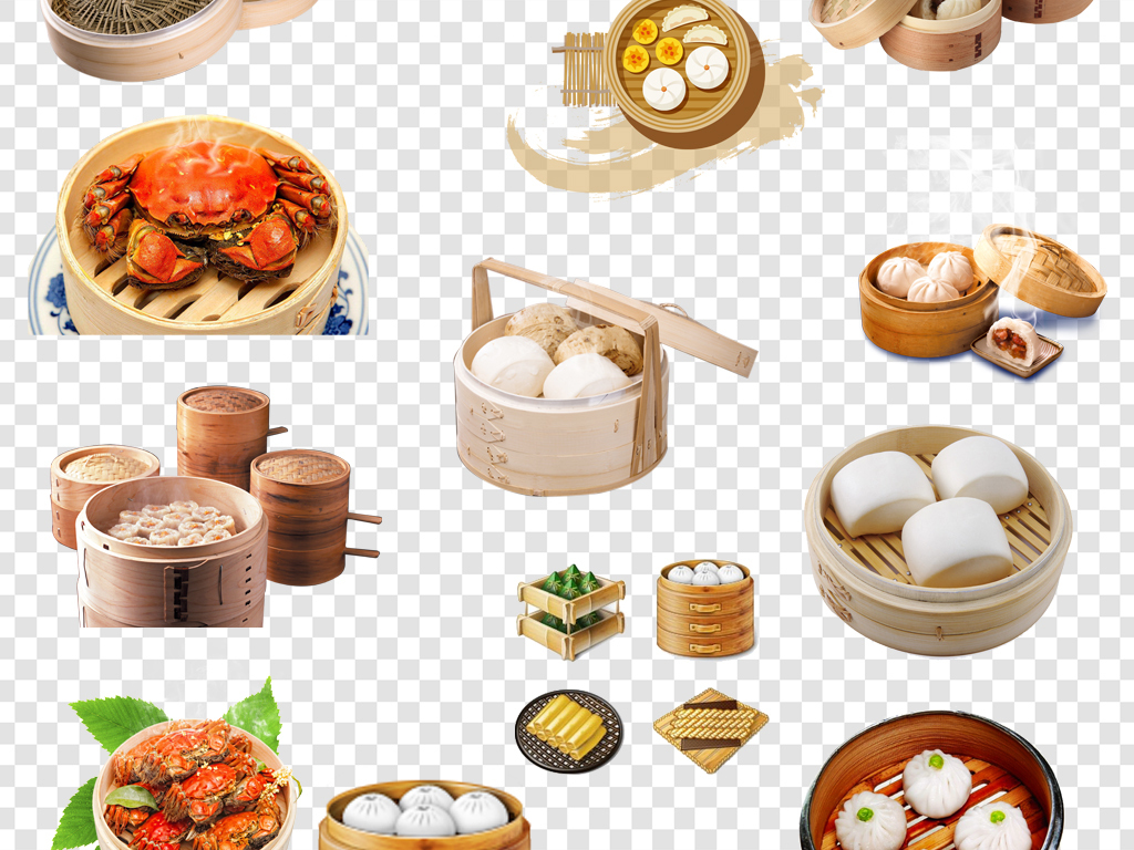 蒸笼小笼包png海报素材