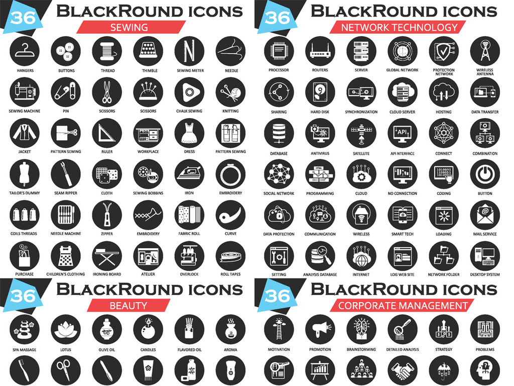 1200款最完整所有行业黑白图标icon