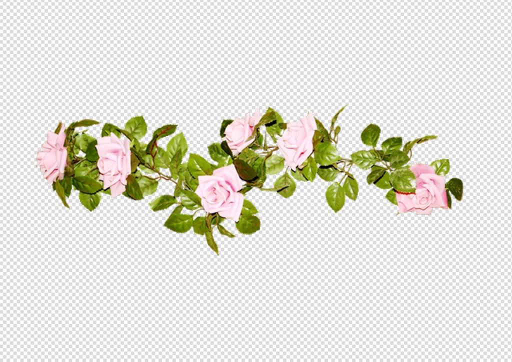 唯美免扣手绘花朵花圈树叶背景墙素材png图片