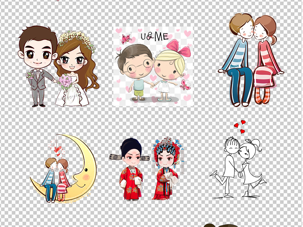 卡通情侣爱人人物设计图片