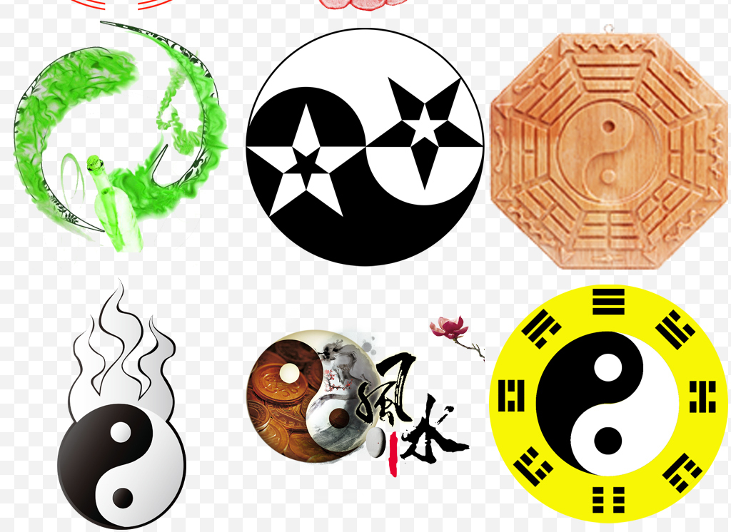 创意手绘太极八卦图中国风算命风水设计素材