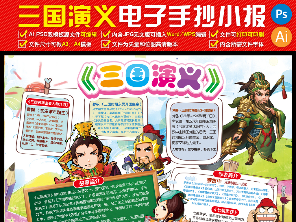 三国演义小报童话故事小报手抄报电子小报图片