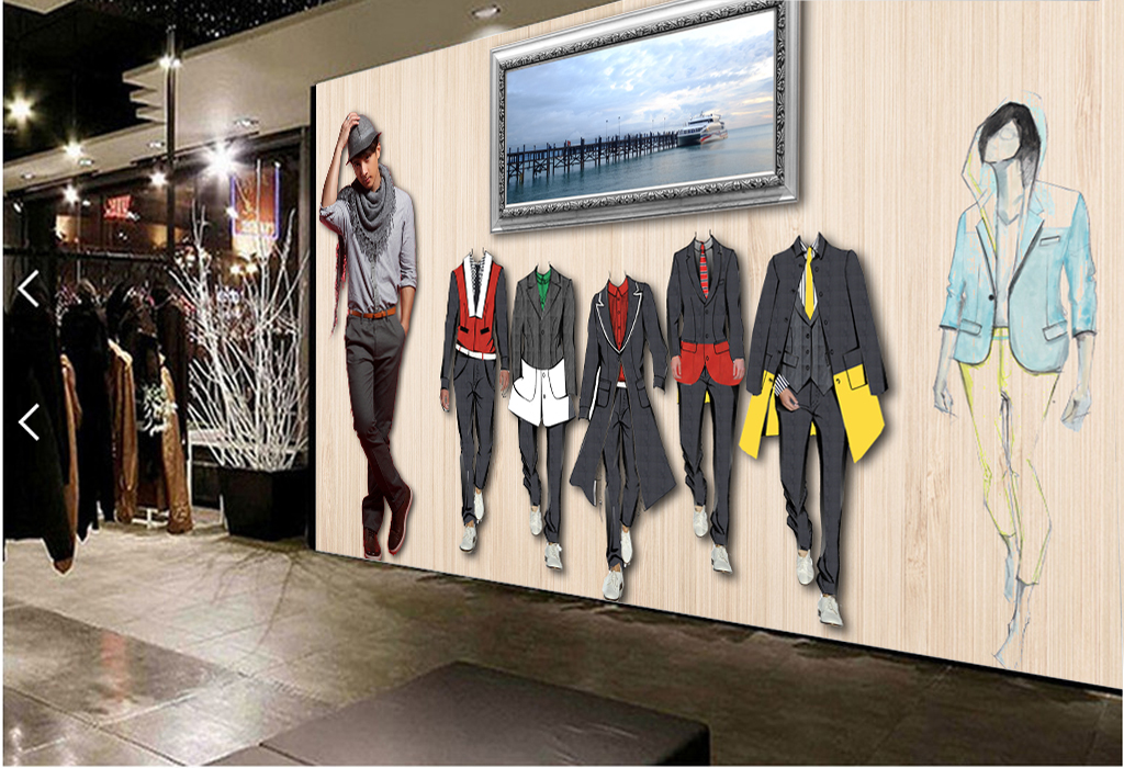 时尚潮男欧美服装工装背景墙
