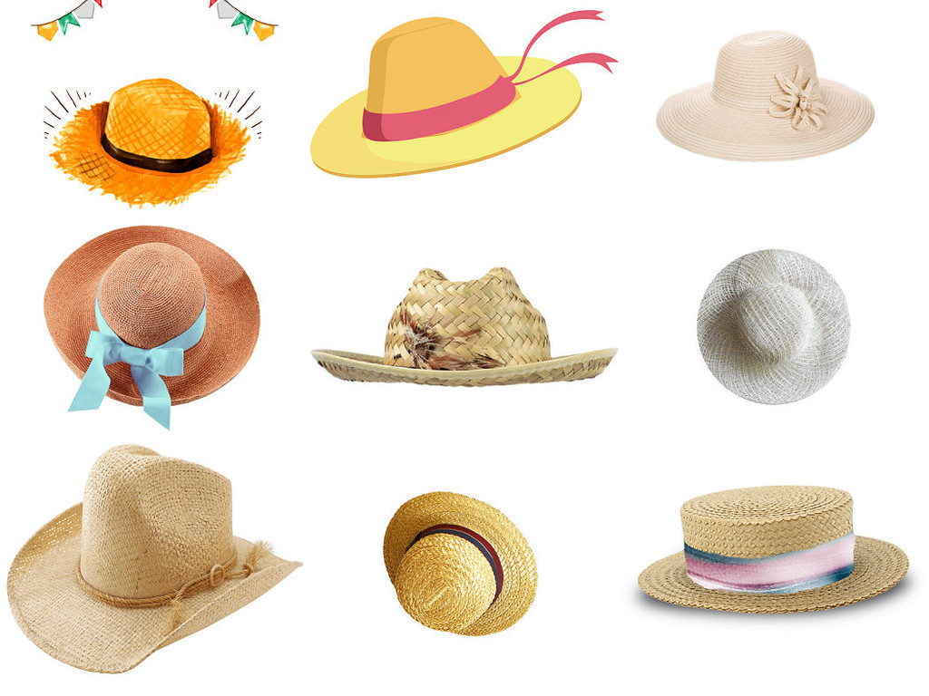 帽子草帽卡通帽子沙滩帽防晒帽素材2