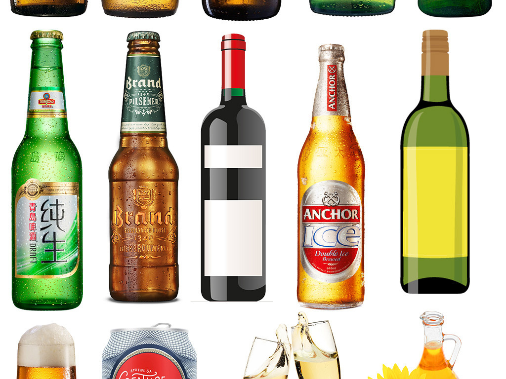 美食节青岛纯生啤酒瓶易拉罐装包装免扣素材