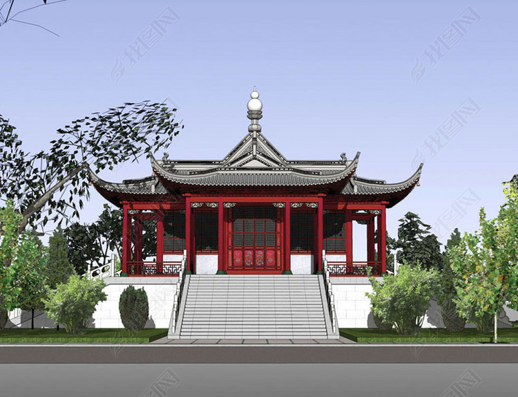 古建宫殿SU平面设计图下载(图片13.43MB)_建